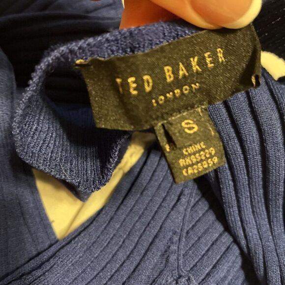 ted baker ribbed feoniix knit tank top solid Dark Blue Halter Small - Picture 6 of 8